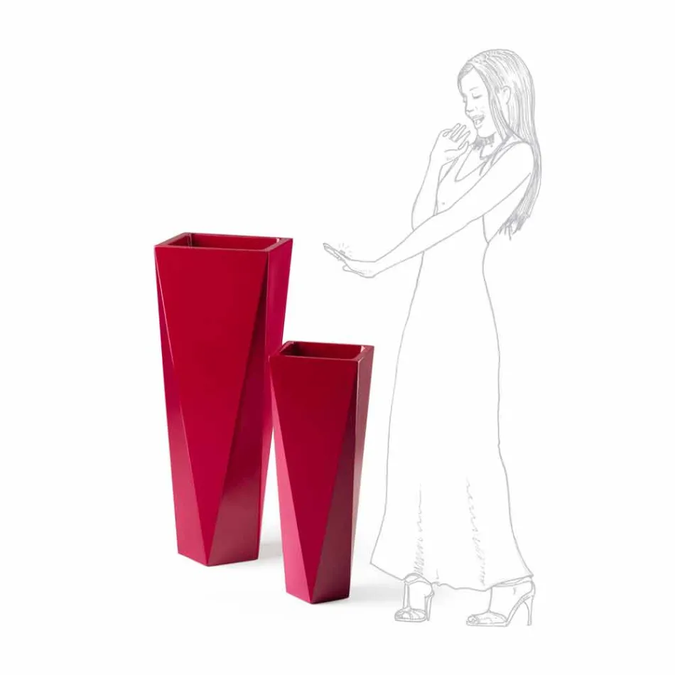 Vase décoratif carré en polyéthylène fabriqué en Italie - Bonina Viadurini