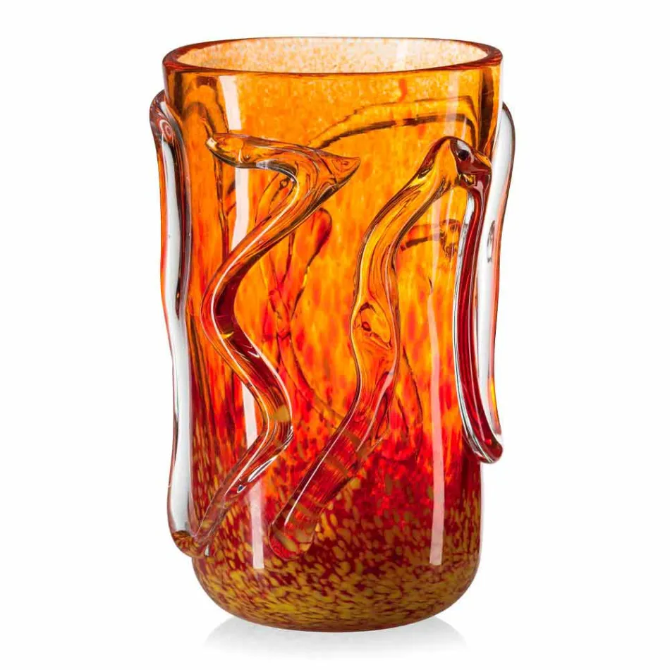 Vase décoratif en verre soufflé de Murano orange fabriqué en Italie - Mister Viadurini