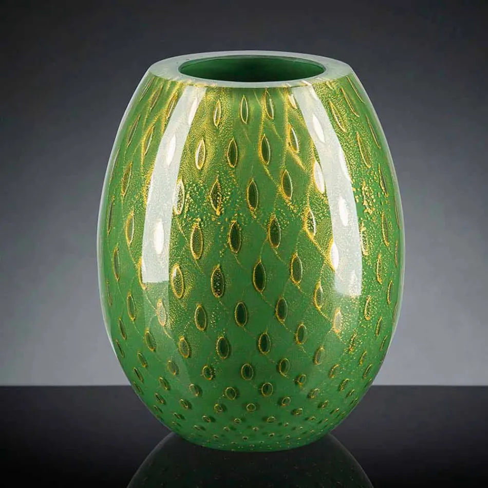 Vase Décoratif en Verre Soufflé de Murano Coloré Fabriqué en Italie - Barletta Viadurini