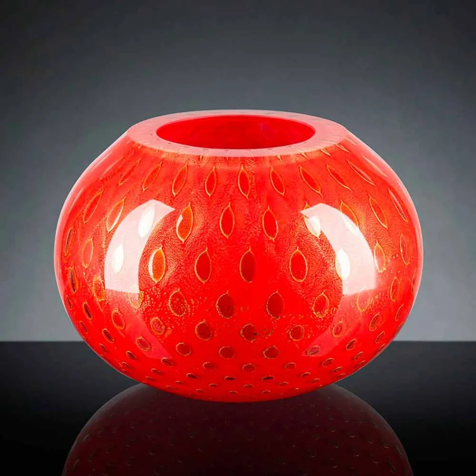 Vase Décoratif en Verre Soufflé de Murano Coloré Fabriqué en Italie - Barletta Viadurini