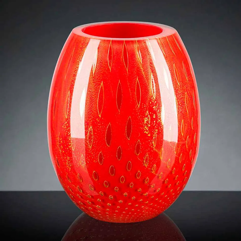 Vase Décoratif en Verre Soufflé de Murano Coloré Fabriqué en Italie - Barletta Viadurini