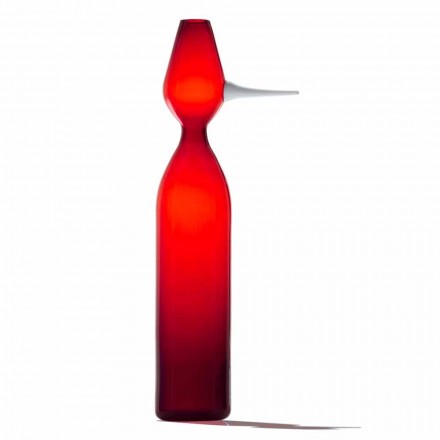 Vase décoratif en verre soufflé de Murano rouge fabriqué en Italie - Belindo Viadurini