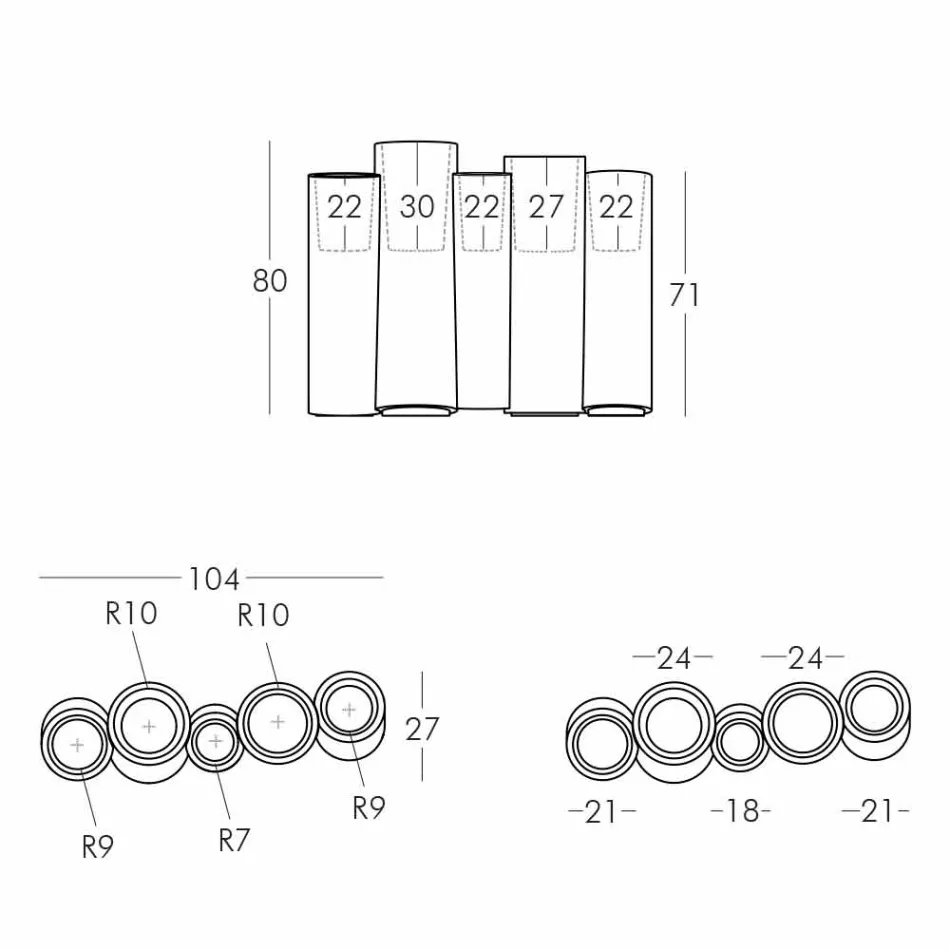 Vase décoratif brillant Slide Bamboo de conception moderne fabriqué en Italie Viadurini
