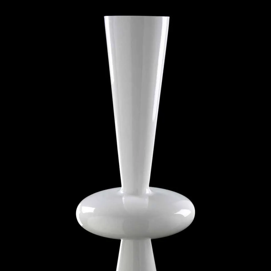 Vase Décoratif Moderne en Céramique Blanche Fabriqué à la Main en Italie - Tulipo Viadurini