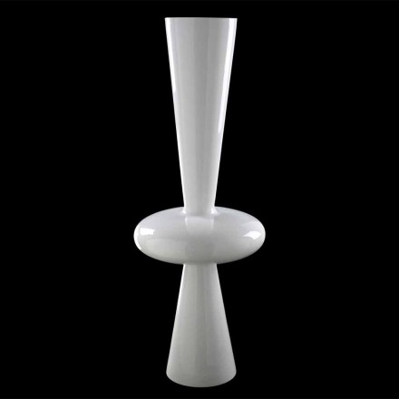 Vase Décoratif Moderne en Céramique Blanche Fabriqué à la Main en Italie - Tulipo Viadurini