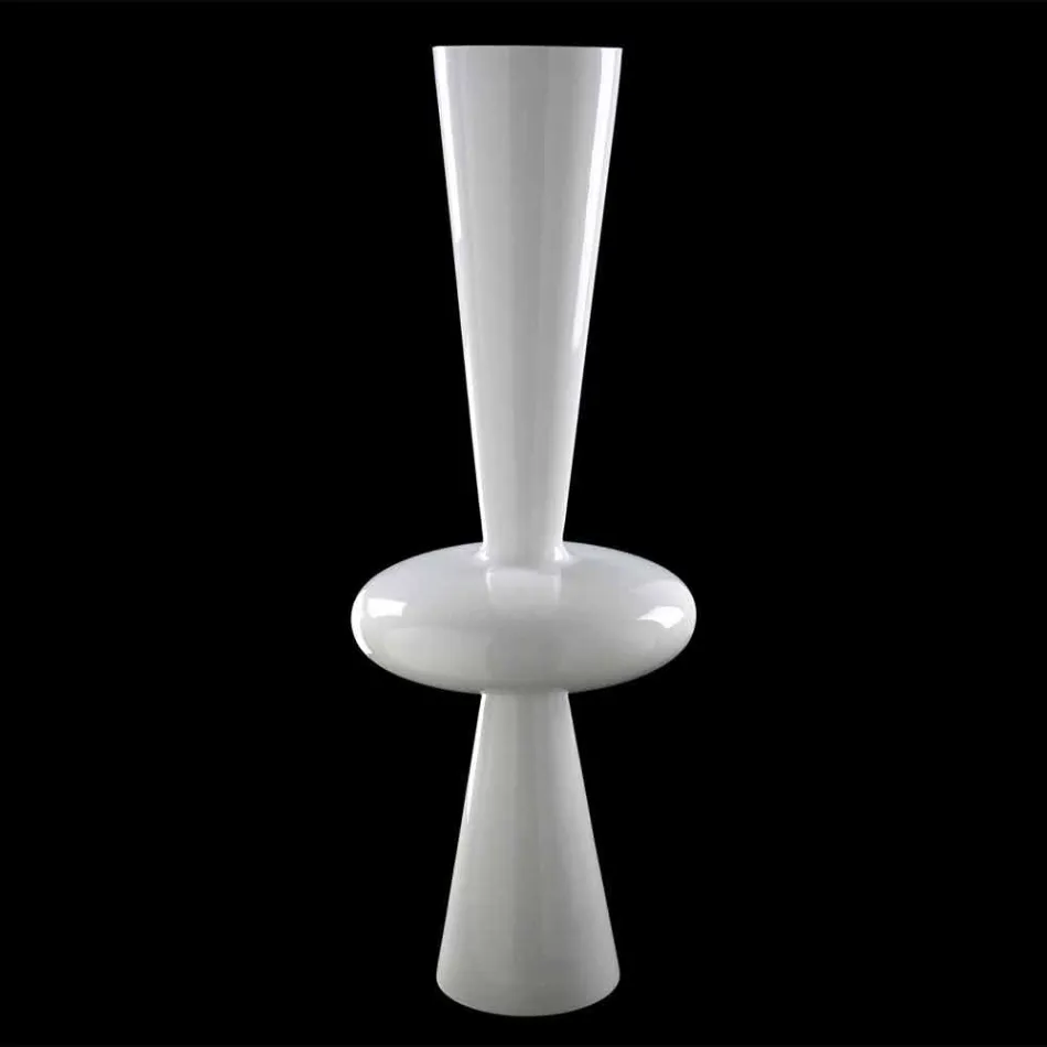 Vase Décoratif Moderne en Céramique Blanche Fabriqué à la Main en Italie - Tulipo Viadurini