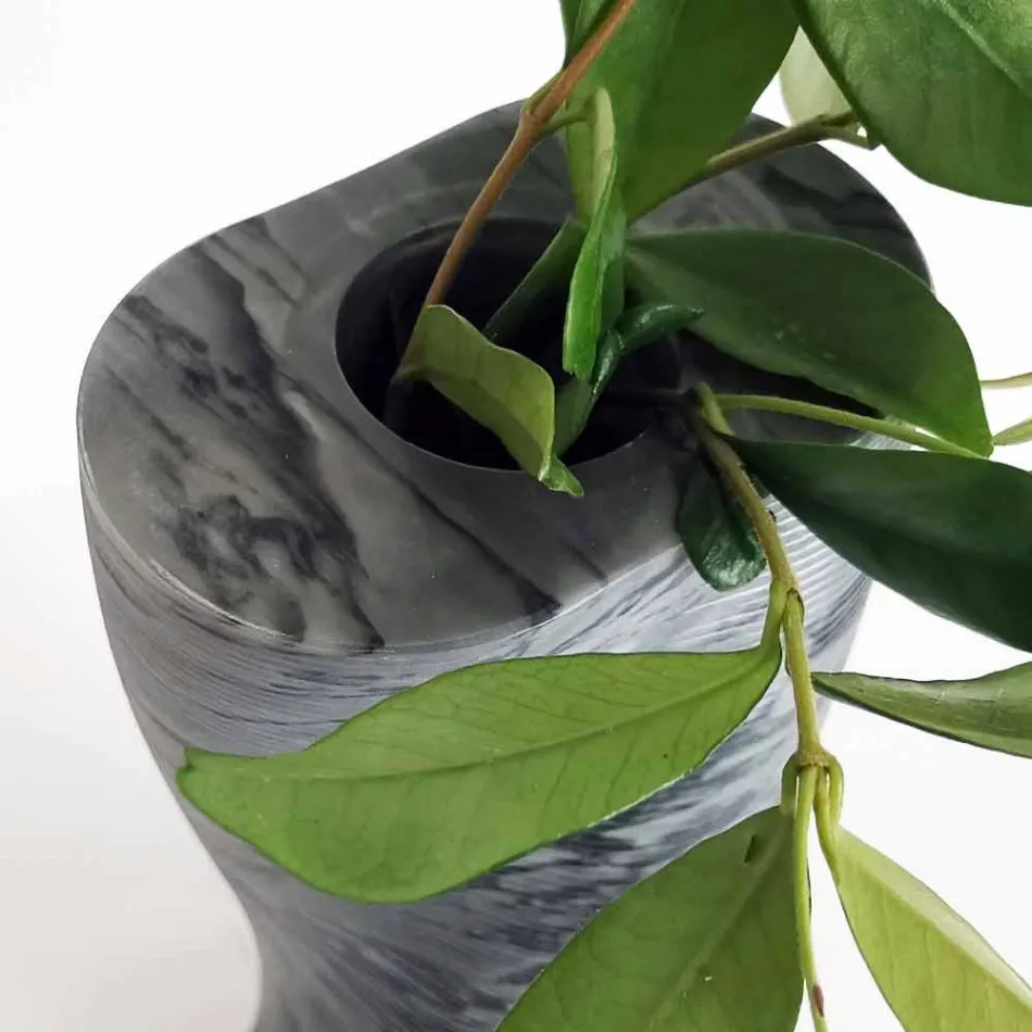Vase décoratif moderne en marbre Bardiglio Fiorito fabriqué en Italie - Dido Viadurini