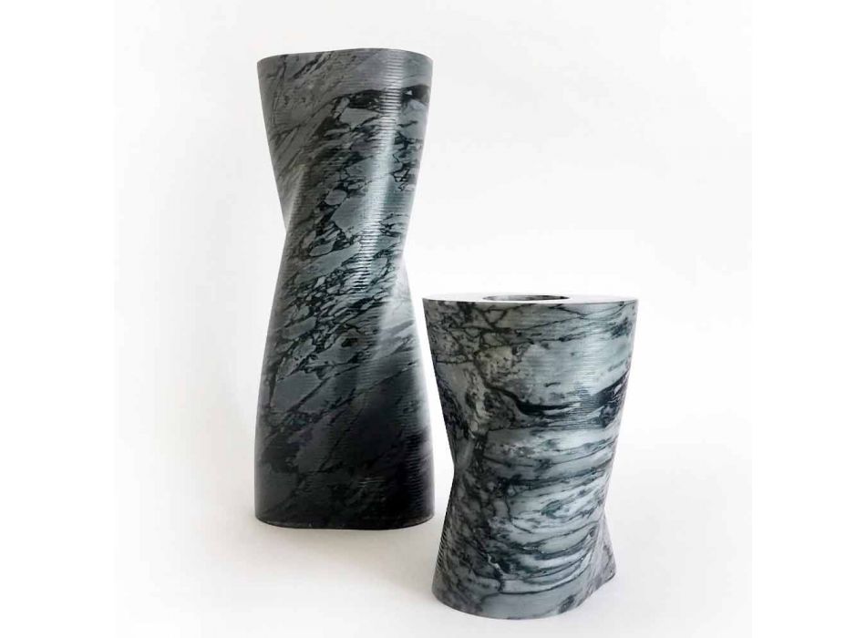 Vase décoratif moderne en marbre Bardiglio Fiorito fabriqué en Italie - Dido Viadurini