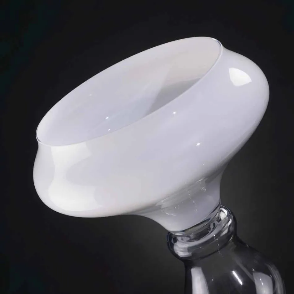 Vase Décoratif Moderne en Verre Blanc et Transparent Fabriqué en Italie - Vulcano Viadurini
