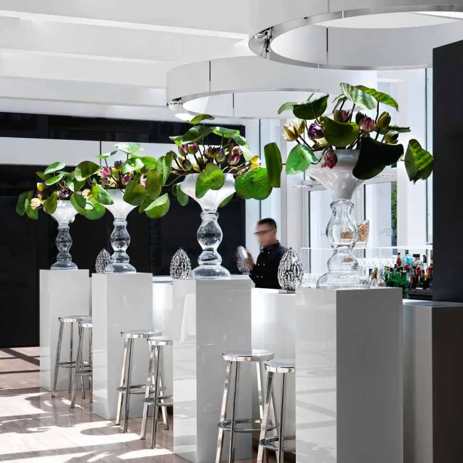 Vase Décoratif Moderne en Verre Blanc et Transparent Fabriqué en Italie - Vulcano Viadurini