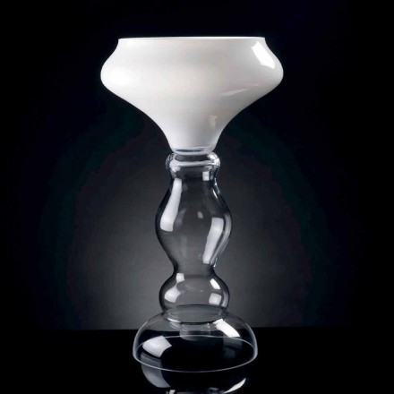 Vase Décoratif Moderne en Verre Blanc et Transparent Fabriqué en Italie - Vulcano Viadurini