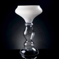 Vase Décoratif Moderne en Verre Blanc et Transparent Fabriqué en Italie - Vulcano
