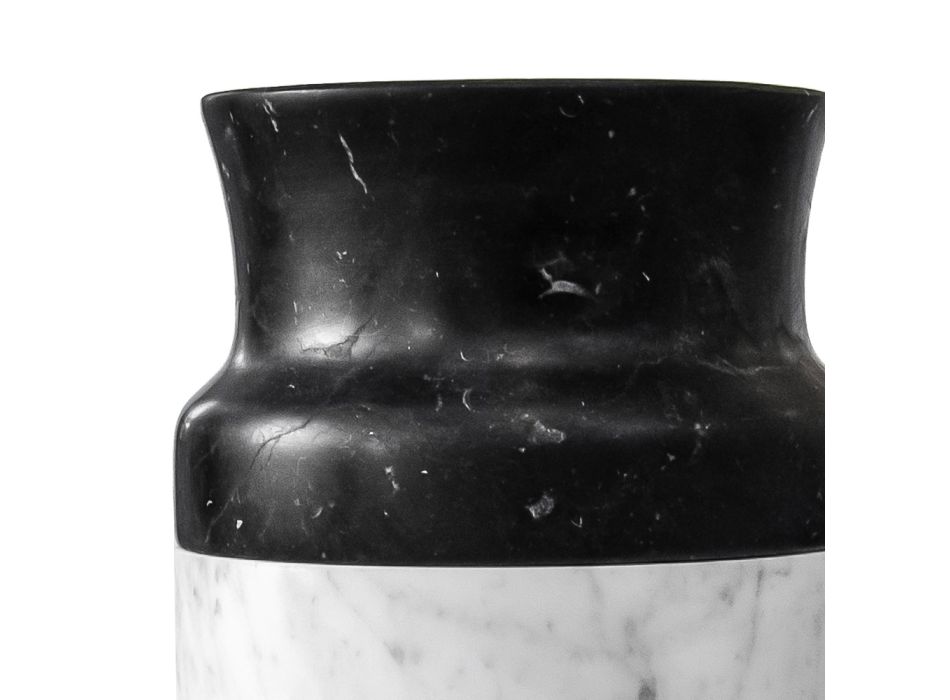 Vase Décor en Marbre de Carrare Blanc et Design Marquinia Noir - Calar Viadurini