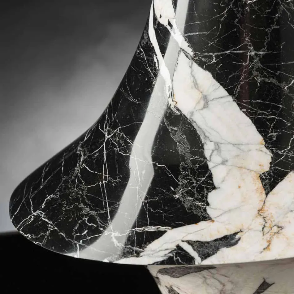 Vase d'intérieur élégant en marbre blanc et noir fabriqué en Italie - Original Viadurini