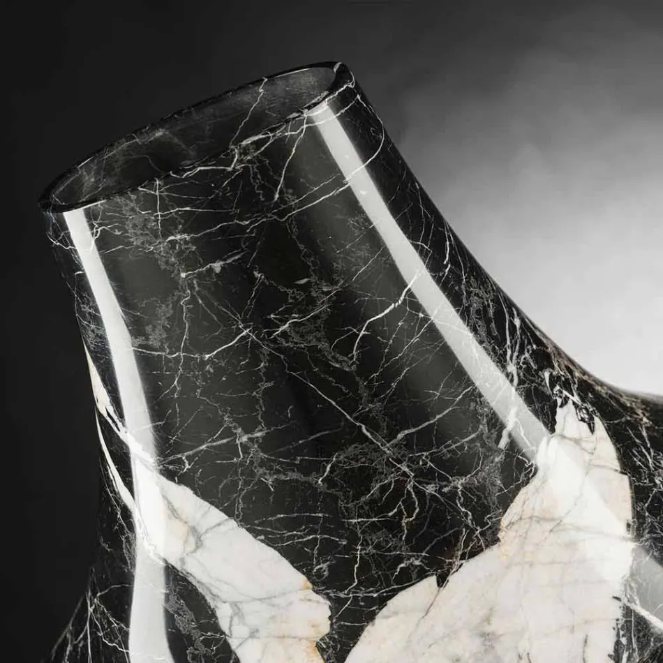 Vase d'intérieur élégant en marbre blanc et noir fabriqué en Italie - Original Viadurini