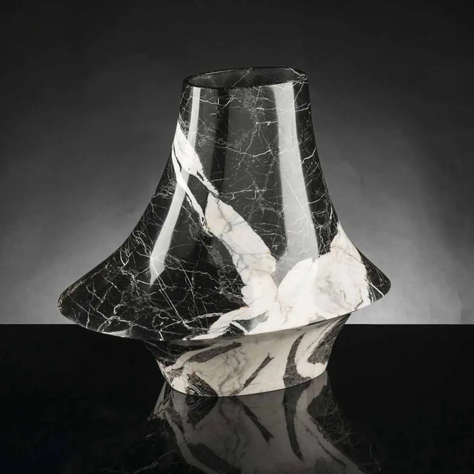 Vase d'intérieur élégant en marbre blanc et noir fabriqué en Italie - Original Viadurini