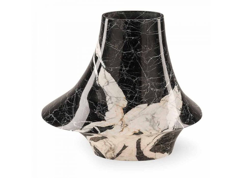 Vase d'intérieur élégant en marbre blanc et noir fabriqué en Italie - Original Viadurini