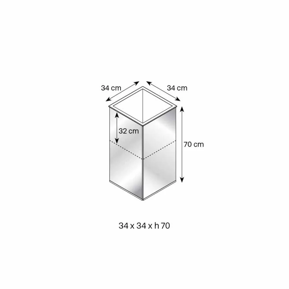 Vase miroir géométrique autoportant et structure en bois et acier - Ghenna Viadurini