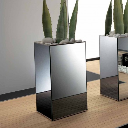 Vase miroir géométrique autoportant et structure en bois et acier - Ghenna Viadurini