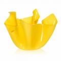 Vase jaune drapé de design intérieur/extérieur Pina, fait en Italie