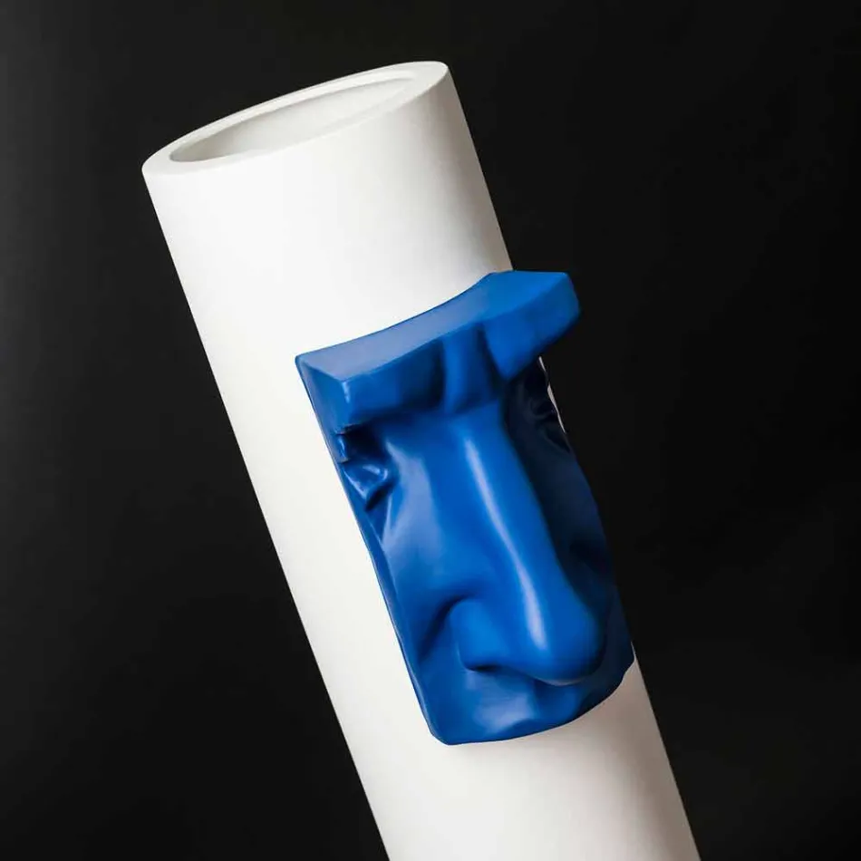 Vase en céramique blanche avec insert coloré fait à la main en Italie - Monte Viadurini