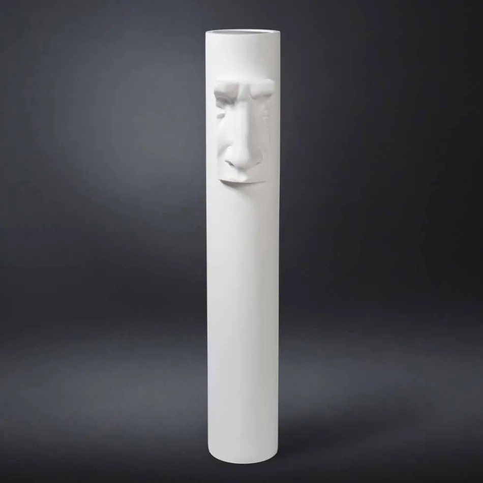 Vase en céramique blanche avec insert coloré fait à la main en Italie - Monte Viadurini