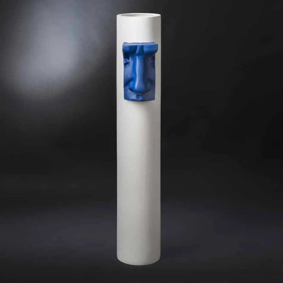 Vase en céramique blanche avec insert coloré fait à la main en Italie - Monte Viadurini