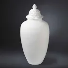 Vase design en céramique blanche avec décoration fabriquée à la main en Italie - Verio Viadurini