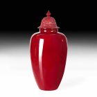 Vase en céramique laquée rouge avec décoration faite à la main en Italie - Verio Viadurini