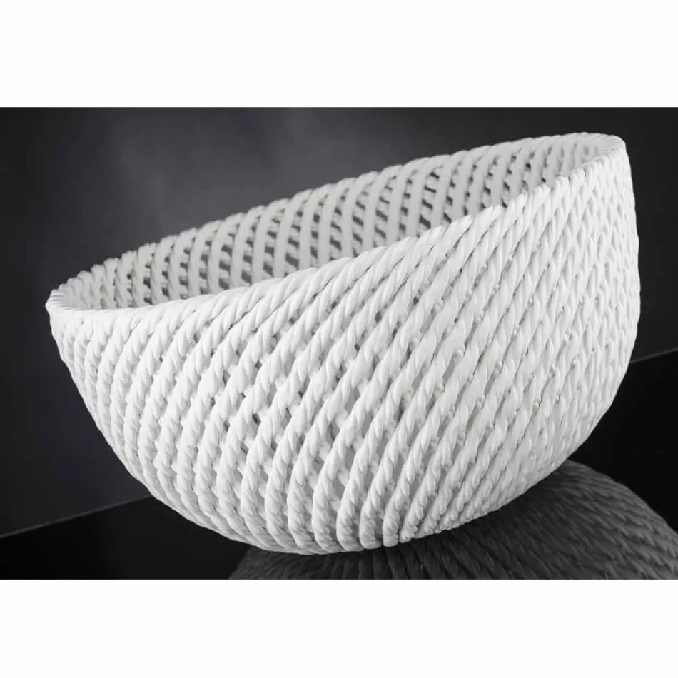 Vase en céramique fait main avec trame tissée fabriqué en Italie - Napoléon Viadurini