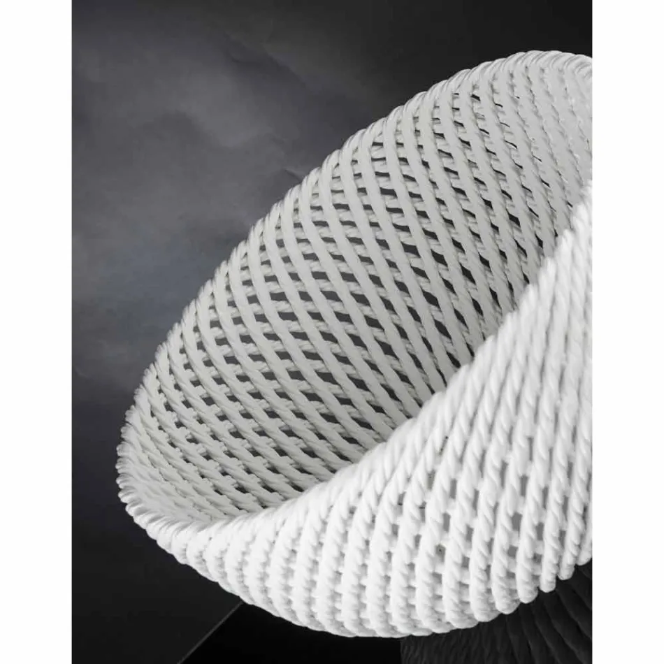 Vase en céramique fait main avec trame tissée fabriqué en Italie - Napoléon Viadurini