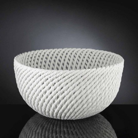 Vase en céramique fait main avec trame tissée fabriqué en Italie - Napoléon Viadurini