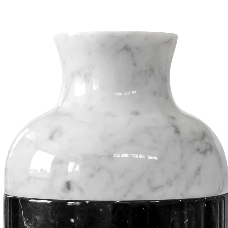 Vase en Marbre Blanc de Carrare et Noir Marquinia Luxury Design - Calar Viadurini