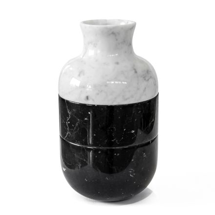 Vase en Marbre Blanc de Carrare et Noir Marquinia Luxury Design - Calar Viadurini