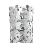 Vase en Métal Argenté et Verre Élégant Design Cylindrique avec Fleurs - Megghy Viadurini