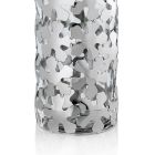Vase en Métal Argenté et Verre Élégant Design Cylindrique avec Fleurs - Megghy Viadurini