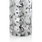 Vase en Métal Argenté et Verre Élégant Design Cylindrique avec Fleurs - Megghy Viadurini