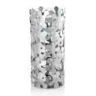 Vase en Métal Argenté et Verre Élégant Design Cylindrique avec Fleurs - Megghy Viadurini