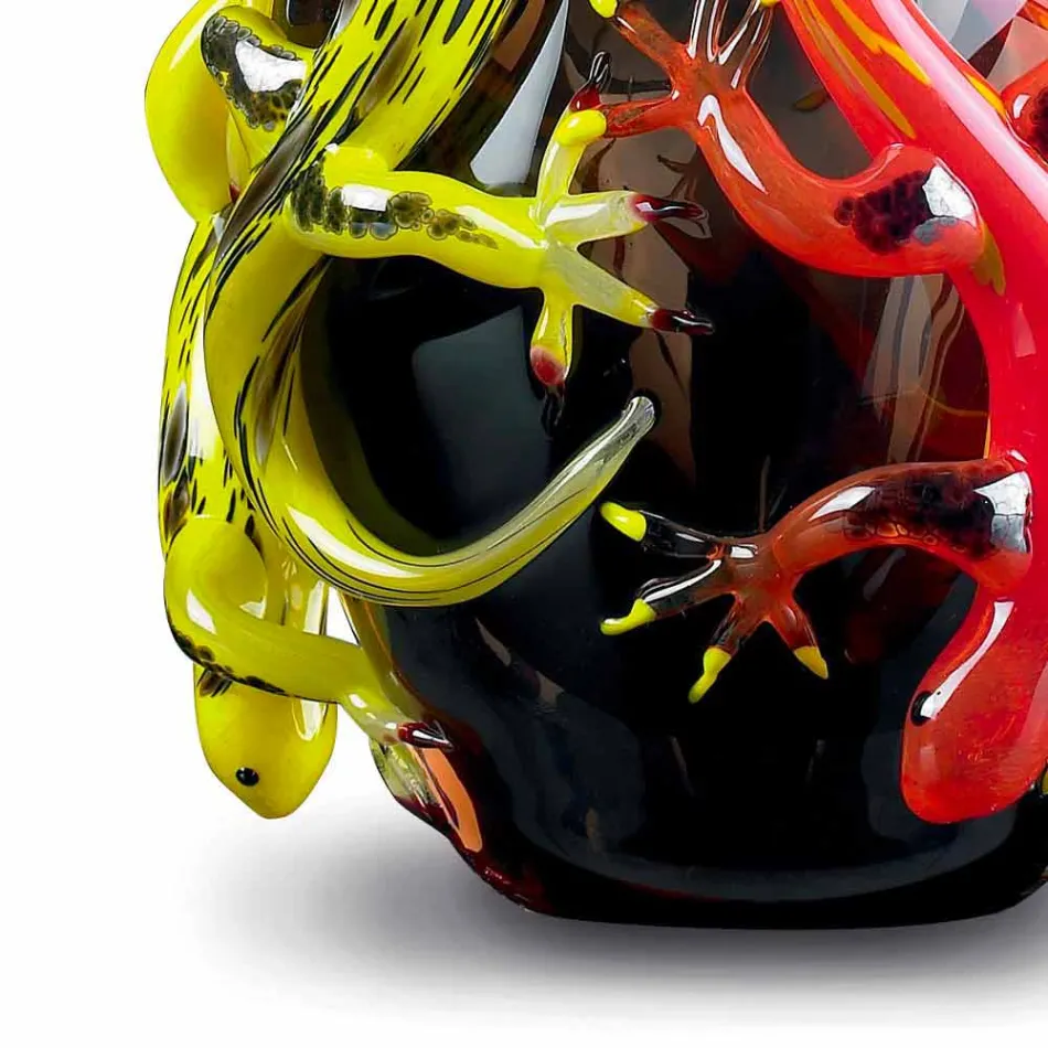 Vase en Verre Coloré avec Geckos Fabriqué à la Main en Italie - Geco Viadurini