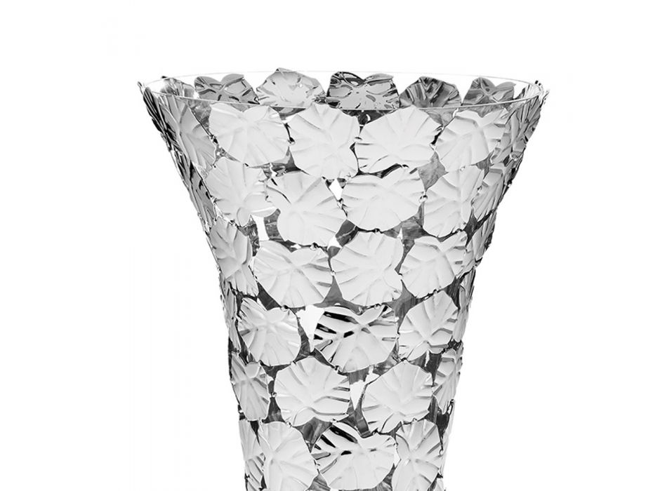 Vase en Verre et Métal Argenté à Décoration Géométrique de Luxe - Chirico Viadurini