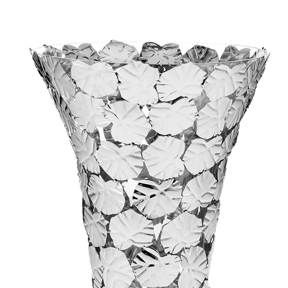 Vase en Verre et Métal Argenté à Décoration Géométrique de Luxe - Chirico Viadurini