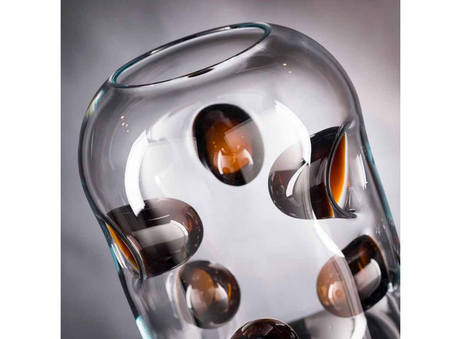 Vase en verre soufflé de Murano avec détails colorés fabriqué en Italie - Trapani Viadurini