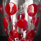 Vase en verre soufflé de Murano transparent et rouge fabriqué en Italie - Cenzo Viadurini