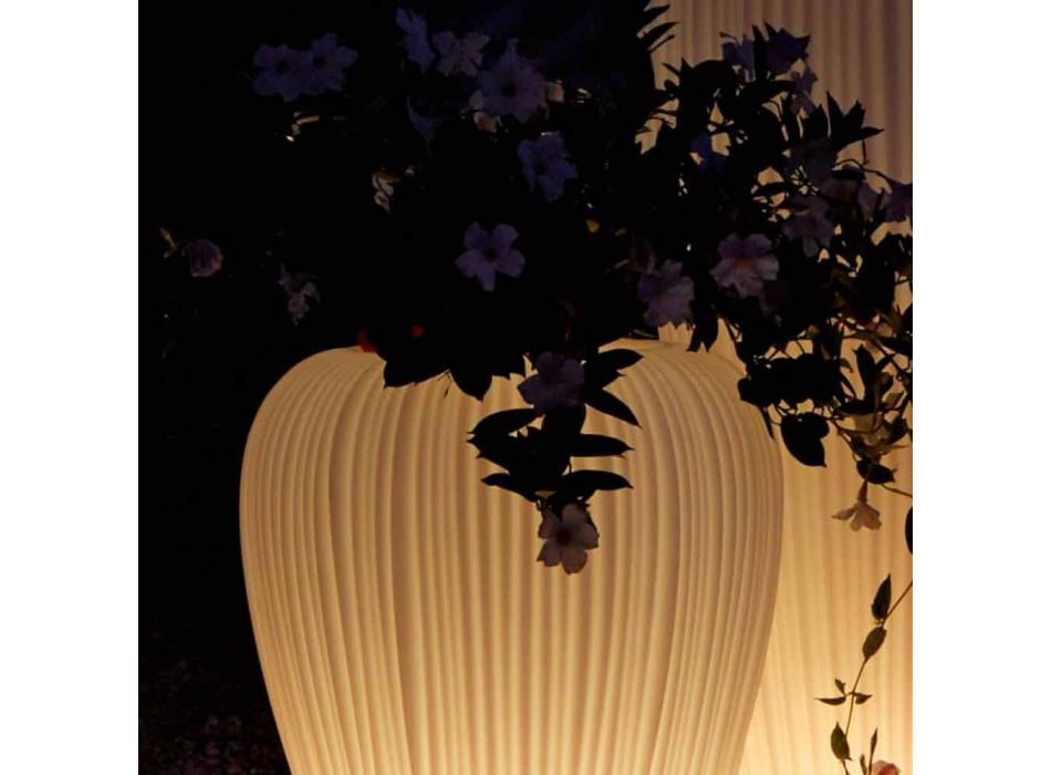 Vase d'extérieur lumineux au design moderne en polyéthylène, 2 pièces - Skin par Myyour Viadurini
