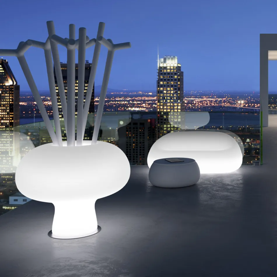 Vase Lumineux Extérieur en Polyéthylène avec Lumière LED Fabriqué en Italie - Boba Viadurini