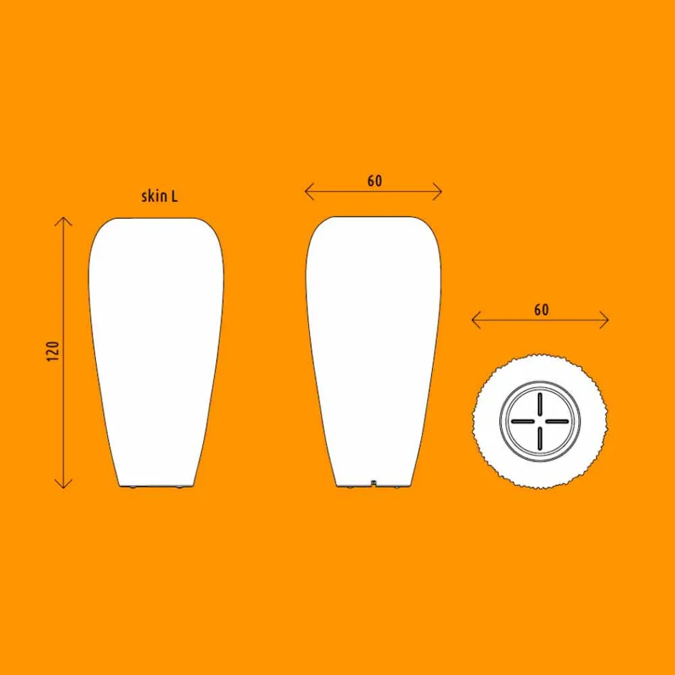 Vase d'extérieur lumineux en polyéthylène au design moderne - Skin par Myyour Viadurini