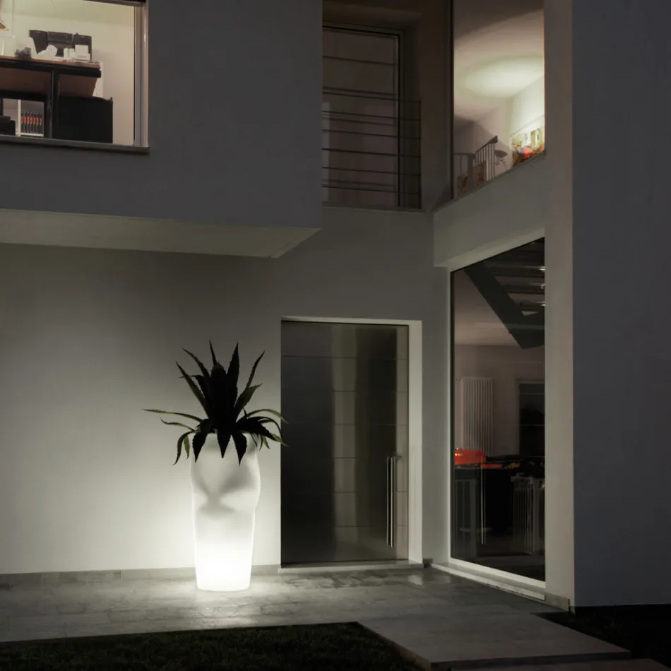 Vase d'extérieur lumineux en polyéthylène opaque fabriqué en Italie - Fier Viadurini