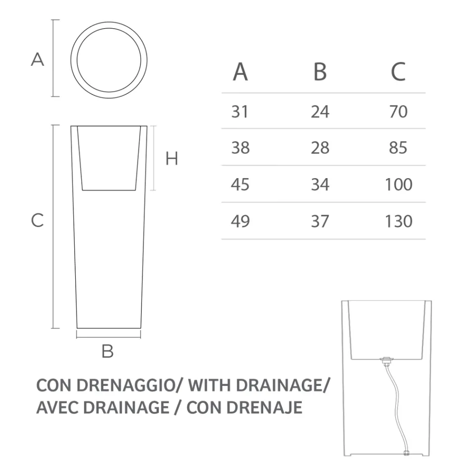 Grand vase d'intérieur en polyéthylène blanc fabriqué en Italie - Devid Viadurini