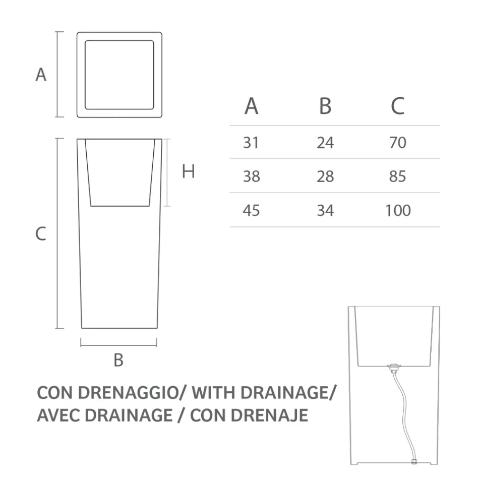 Grand vase d'intérieur en polyéthylène blanc fabriqué en Italie - Devid Viadurini