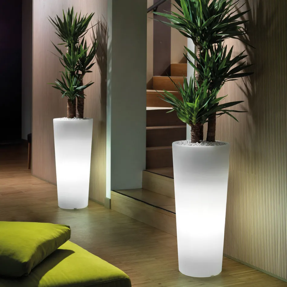 Grand vase lumineux d'intérieur en polyéthylène nacré, fabriqué en Italie - Devid Viadurini